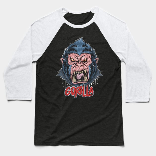 gorilla angry face artwork Baseball T-Shirt by zwestshops
